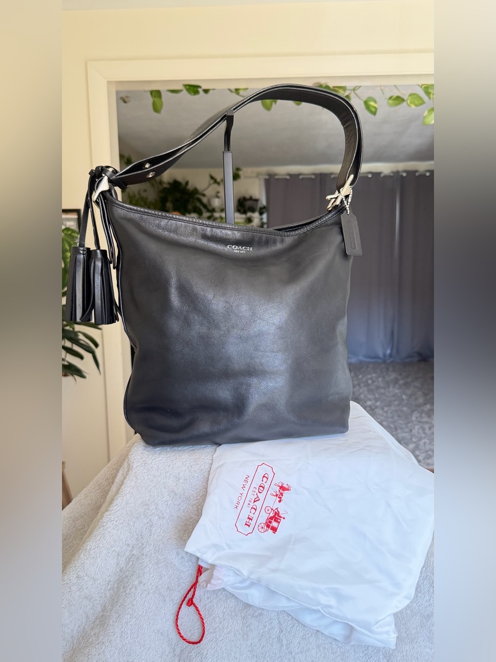 Coach Legacy Leather Duffle Bag 19889 Black Hobo with Dust bag